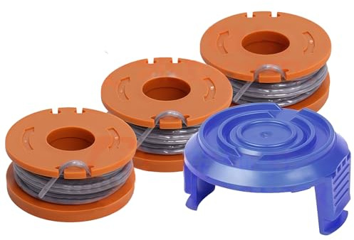 4 Pcs Strimmer Spool for Worx, Trimmer Spool Replacement Trimmer Spool with 2 Spool Cover, Strimmer Spool Grass, Lawn Mower Line Worx Replacement for Argos McGregor MCT2X1825 CLGT18LG/1 WX150 Strimmer