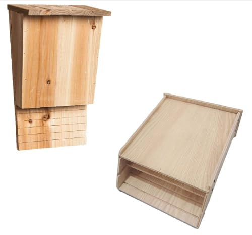 Bat House - résistant aux intempéries, en bois fait à la main | Boîte de nidification de chauve-souris, habitat des oiseaux | Natural Eaves se perturber les chauves-souris pour le jardin décoration de