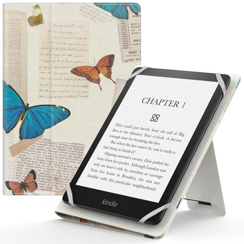 MoKo Universellt fodral för 6 tum 6,8 tum 7 tum Kindle eReaders Fire-surfplatta - Kindle/Kobo/Voyaga/Lenovo/Sony Kindle E-Book E-Reader surfplatta, PU-fodral med justerbart stöd och handledsrem