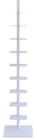 Generico Librería vertical de 9 estantes, librería de metal para espacios pequeños, torre compacta para libros, ideal para salones y oficinas