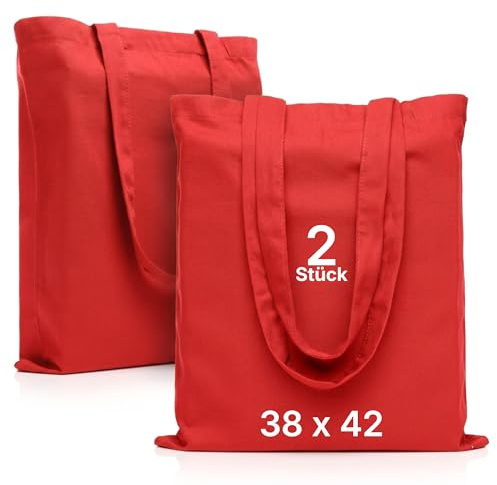 LEATEX Stoffbeutel 38×42 cm – Premium Baumwolltasche 220 g/m² mit langen Henkeln & Bodenfalte – robuste Einkaufstasche & Shopper – unbedruckt zum Bemalen & Bedrucken