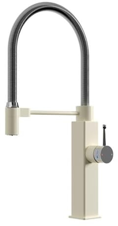 Grifo Cocina Flexible 3 Vias Acero Inoxidable Monomando Fría y Caliente Agua Purificada Grifo de Cocina 3 Vias Osmosis-Blanco Leche + Cromado