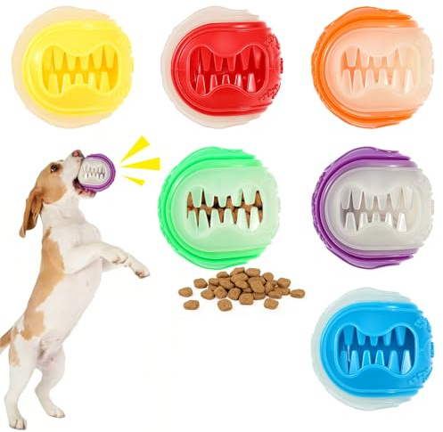 BAODBF TPR - Set di 6 sfere per la pulizia dei denti per cani, 6,5 cm, con suono squeak, luce notturna, galleggiante, robusta e interattiva per la cura dei denti, la noia e l'allenamento