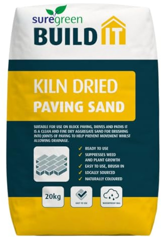 Suregreen Kiln Dried Sand for Block Paving Joints | Lime-Free Silica Sand | Block Paving, Pathway, Patio, Footpath, Driveway, Slabs | Brush-In Patio Slab Gap Filler | Fine Aggregate | 20kg Bag