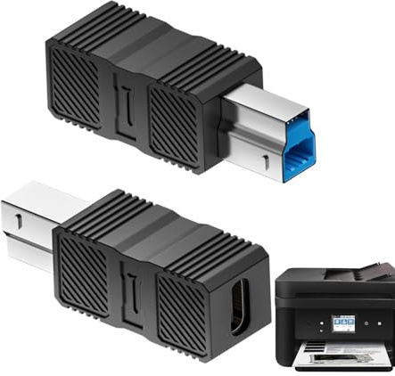 Générique Adaptateur USB A Femelle B Mâle – Coupleur De Connecteur D'imprimante | USB 3.0 Haute Vitesse | De Données 5Gbps, Plug And, Changeur De Genre À Extension Courte Pour Ordinateurs Po