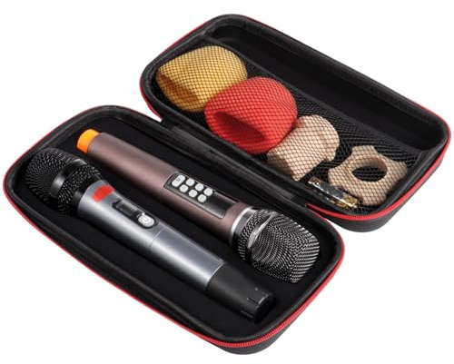 Dubbelt handhållet mikrofonfodral för Dual Mic, hård EVA-mikrofon bärväska, bärbart reseförvaringsfodral för trådlös handhållen mikrofon och tillbehör