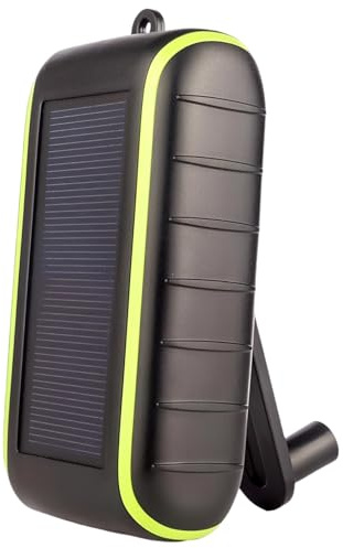 Power bank da 8000 mAh a manovella solare, batteria portatile con cella ai polimeri, ricarica di emergenza, guscio in ABS, luce LED, 14 x 7,6 x 5,1 cm, per campeggio all'aperto