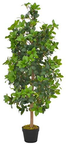 LoogCape Konstgjord lagerväxt 120 cm med kruka, verklighetstrogen bottenduk för vardagsrum, kontor, balkong, trädgård, naturtrogen, lättskött, realistiska blad, perfekt rumsdekoration