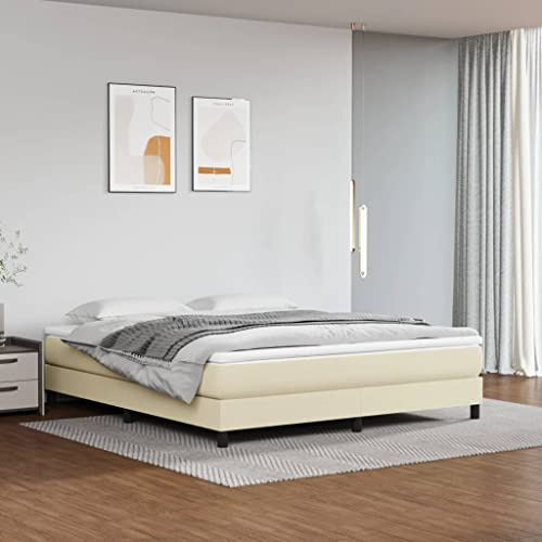 Xuvaracle Matelas à ressorts ensachés, moyen, crème, 160 x 200 x 20 cm, cuir synthétique avec mousse confortable et housse respirante pour soutien dorsal et soulagement de la pression dans la chambre