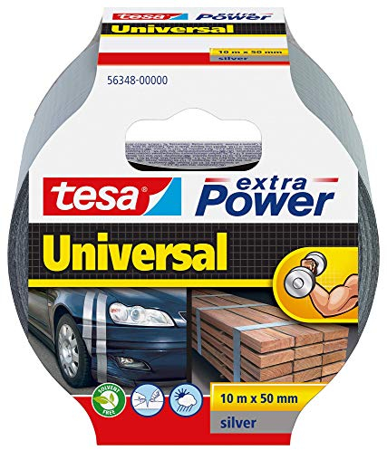 tesa extra Power Universal Duct Tape - Nastro Adesivo a Tenuta Extraforte - Nastro Versatile per Riparare, Fissare, Sigillare e molti altri Usi - Grigio - 1 Rotolo - 10 m x 50 mm