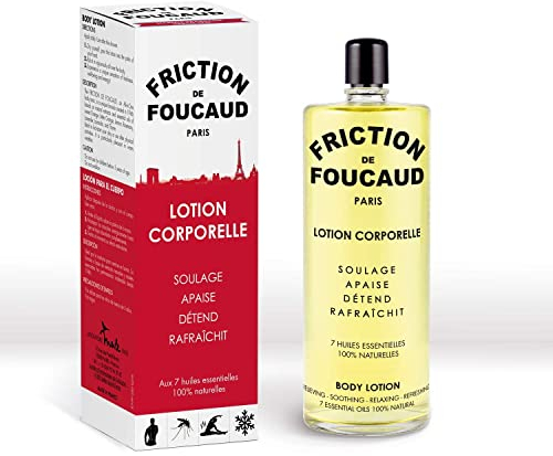 Foucaud - LA FRICTION - Lotion corporelle, Soulage, apaise, détend, rafraîchit, 7 Huile essentielle 100% naturelle - Huile corps - Marque Française depuis 1946 - Flacon Verre 250ml