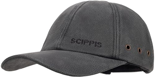 SCIPPIS Leather Cap – Hochwertige Lederkappe für Damen & Herren | Klassische Baseballcap aus Echtleder | Stufenlos verstellbar, zeitlos & stilvoll, Schwarz, One Size