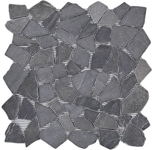 Mosaik Bruch/Ciot grau anthrazit Marmor Naturstein Küche, Mosaikstein Format: 15-69x8 mm, Bogengröße: 305x305 mm, 10 Bögen