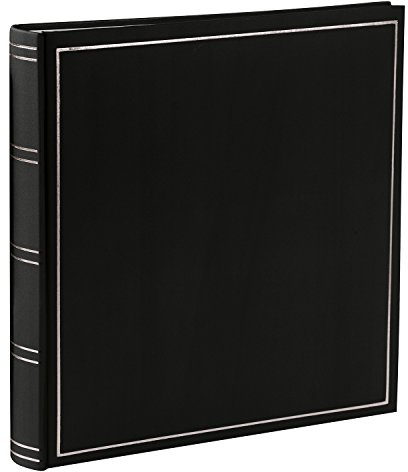goldbuch Fotoalbum Classic, Bilderalbum mit 100 weiße Seiten und Pergamin, Foto Album zum Einkleben 600 Fotos, Fotobuch mit Kunstleder Einband, Erinnerungsalbum ca. 30 x 30 cm, Schwarz, Papier