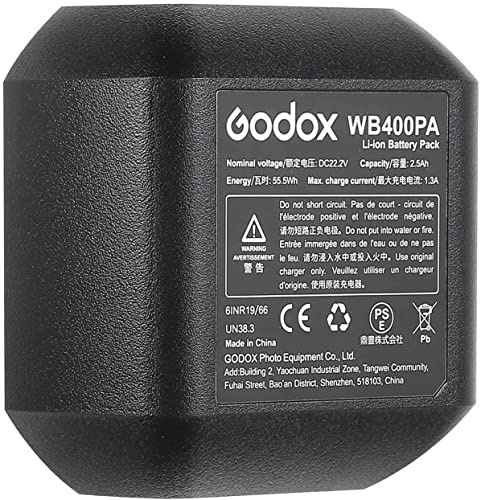 GODOX AD400Pro WB400P Original Replacement Spare Battery WB400PA Compatible AD400 Pro Studio Flash Strobe, DC 21.6V 2600mAh 56.16Wh High Performance Lithium Photo Accessory Accessories