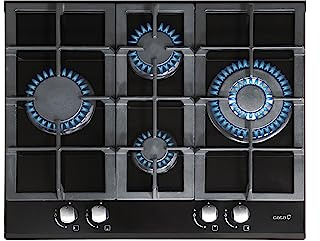 Cata | Encimera de Gas Natural |Modelo LCI 6031 BK | Inyectores de Gas Butano Incluidos | 4 Quemadores | Ancho de 60 cm | Paca Cristal | Acabado en Color negro