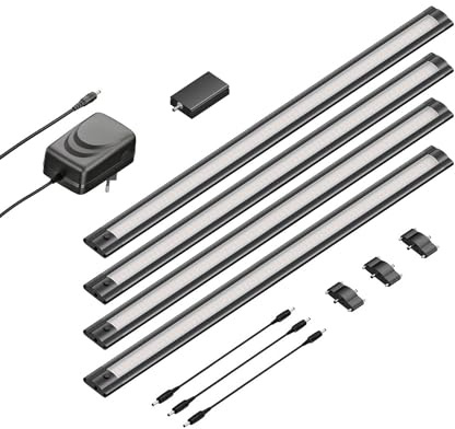 ledscom.de Smarte LED Unterbau-Leuchte SIRIS schwarz matt, WLAN-Controller flach, Smart-Home, Alexa-fähig je 50cm, je 531lm, warmweiß, 4er Set
