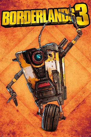 empireposter Borderlands 3 - Claptrap - Game Videospiel - Poster Plakat Druck - Grösse 61x91,5 cm + 2 St Posterleisten Alu 63 cm