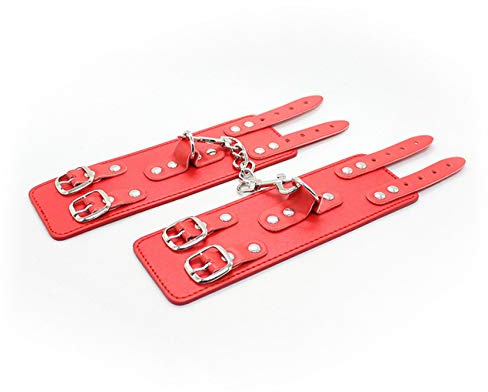 Handschellen Fußfesseln Sex sm Leder Erotik Bondage Geschirr Fesseln Rollenspiel Toys,Handfessel Fußfesseln SM Fetisch Slave Cosplay sexspielzeug für Anfänger Paare Einstellbar (Fuß, Rot)