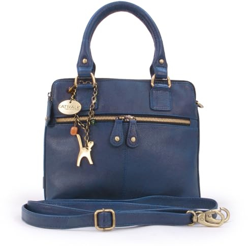 Catwalk Collection Handbags - Damen Leder Umhängetasche - Handtasche Mittelgroß - Henkeltasche mit Abnehmbarem Schultergurt - Vicky