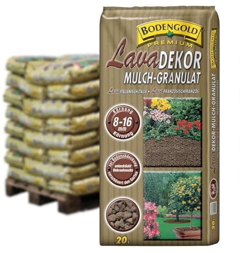 Bodengold Lava Dekor Mulch-Granulat, 960 l gesamt, 48 Sack á 20 l, Palettenware ohne zusätzliche Versandkosten