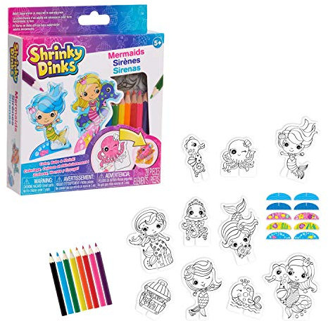 Shrinky Dinks Minis Meerjungfrauen, inklusive 10 vorgedruckten Shrinky Dinks, Kinder-Kunst- und Bastelaktivitäten-Set, Kinderspielzeug ab 5 Jahren Just Play