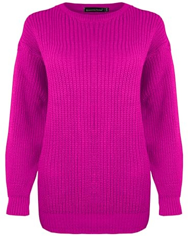 Generation Fashion New Ladies Women Relax Fitting Long Sleeve Knitted Baggy Jumper Oversized Sweater Crew Neck Winter Pullover Top