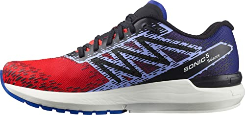 Salomon Men's Sonic 5 Balance Trail Running Shoe, Poppy Red/Clematis Blue/Black, 46 EU