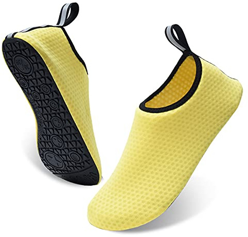 AUXDIQ Scarpe da Immersione Spiaggia Scarpe da Scoglio Scarpe Barefoot Scarpe da Mare Scarpette da Bagno Donna Uomo Giallo 38/39 EU