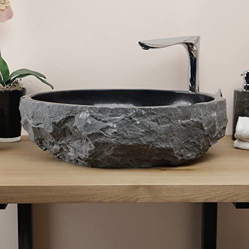 wohnfreuden Marmor Waschbecken 50 cm oval in anthrazit - Mit Unikat Auswahl