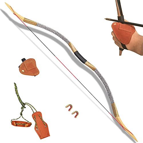 ZSHJGJR 25-55 lbs Traditionelle Bogen 55 Zoll Recurvebogen mit Bogenschießen Zubehör Jagdbogen Sportbogen für Bogenschießen üben (55lbs)