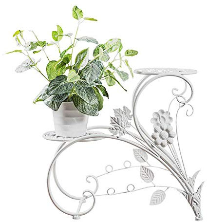 FLBT Pflanzenständer Blumenständer Blumentopfständer Schmiedeeisen Bonsaihalter mit 2 Ebenen Innen- und Außendekoration Perfekte Dekoration