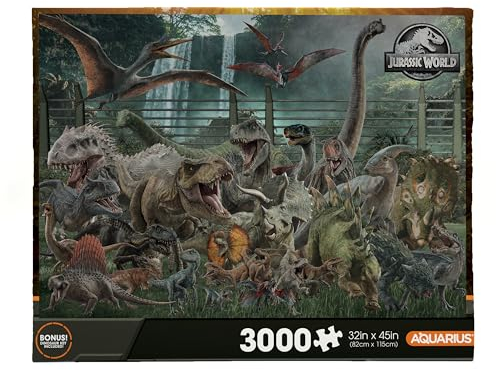 AQUARIUS Jurassic World storlekstabell 3 000 st pussel (3 000 bitar pussel) – bländfritt – precisionspassning – officiellt licensierade Jurassic World Merchandise & samlarobjekt – 102 x 80 cm