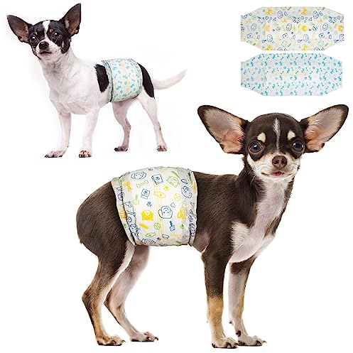 Dono pañales Perros Macho Desechables, 48 Unidades, Pañales para Perros, Super Absorbente a Prueba de Fugas, Vientre envolturas, Incontinencia, S (30-48 cm)