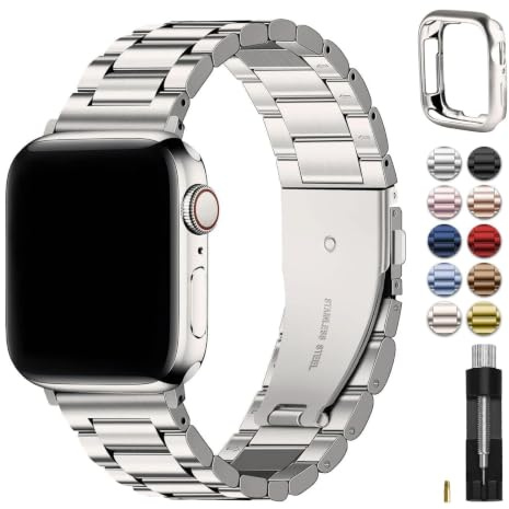 Fullmosa Kompatibel med Apple Watch Armband Ultra 49mm, ersättningsband i metall Klockarmband för iwatch Ultra 3 2 1 49mm, Stjärnljus
