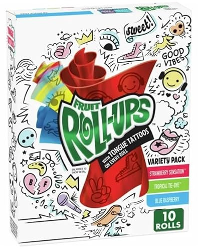 CANDYBOX Betty Crocker Fruit Roll Up - Frucht-Snacks - Fruchtrollen für Kinder und Erwachsene - Fruchtgummi- Fruchtgelees - Geschmack Erdbeere, Tropical und Himbeere - 1 Stück, 141g