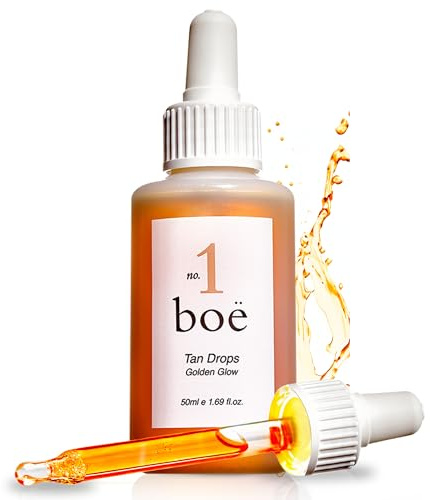 Boë No.1 Självbrunningsdroppar för ansiktet – snabbtorkande, randfri självbrun för ansikte och kropp – blanda med fuktkräm eller hudvårdsprodukter, 50 ml