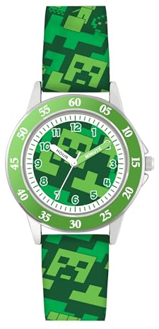 Minecraft Creeper Green Printed Strap Quartz Time Teacher Watch MIN9033
