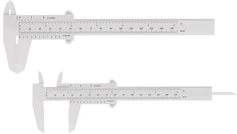 QUARKZMAN 10Stk Mini-Plastik-Messschieber 150mm 6 Messschieber Schieblehre Tragbares Lineal Messwerkzeug (Metrisch/Zoll) Weiß