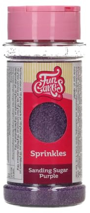 FunCakes Sanding Sugar Purple, Morado: Sabor Excelente, Perfecto para Decorar Tartas, Cakepops, Caramelos, Galletas, Magdalenas, Cupcakes - 80 g | Buen gusto, perfecto para decorar helados, tartas, cupcakes, pasteles y galletas, mezcla de coletas de azúcar