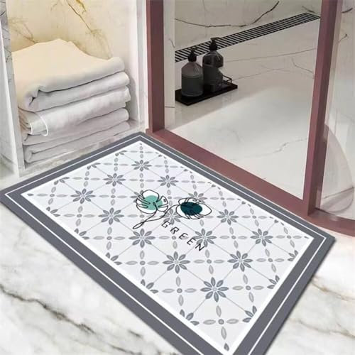 Badezimmerteppich, Badematte Rutschfest, Badteppich, Badvorleger, Duschvorleger, Badematten, Teppich Badezimmer, Bathroom Bath Mat, Badezimmer Teppich, Badematte Stein, Bodenmatte, Klassisch 40x60cm