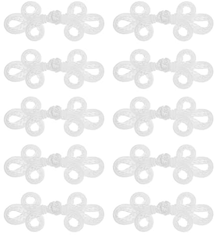 QUARKZMAN 10 Paare chinesische Knoten Frosch Knöpfe Verschluss Weiß Nähen Knöpfe Befestigungen für DIY Nähen Mäntel Umhang Pullover Braut Kostüm Outfit.