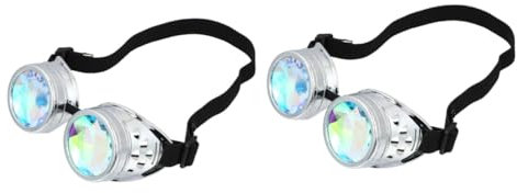 GALPADA 2stücke Kaleidoskop Steampunk Brille Mit Regenbogen-kristall-linsen Kostüm-accessoires Für Festivals Rave-partys Und Cosplay Robustes Pc-gestell Leicht Und Tragbar