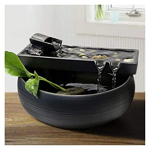 office ornaments Garden Fountain Ceramic Water Desktop Water Feature Zen Fountain Indoor Water Fountain Feng Shui Indoor Ornaments Lucky Water Tank Fish Tank Desktop fountain
