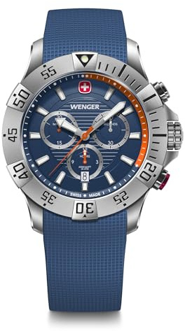 Wenger Seaforce Chrono Analog Quartz Chronograph Klocka Diameter 43 Mm Schweiziskt Tillverkad Vattentät Upp Till 200 M Silikonrem 01.0643.124