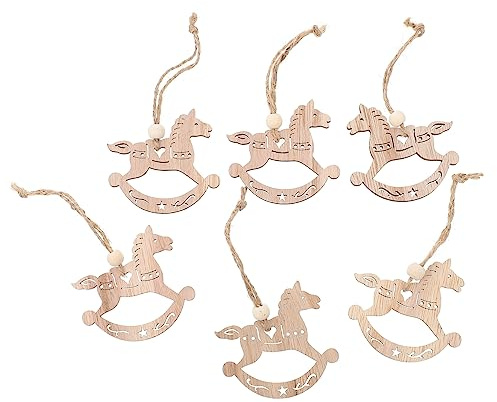 SEWOART 12stücke Holz Weihnachtsbaum Kreative Europäische Hängedekoration Mit Schaukelndem Pferd Für Festliche Weihnachtsdekoration Geeignet Für Zuhause Und Büros