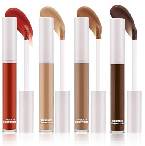 Apooliy 4 pezzi Stick correttore liquido, copertura completa, 4 colori del fondotinta correttore, stick correttore sotto gli occhi a lunga durata per occhiaie, imperfezioni, acne, lentiggini