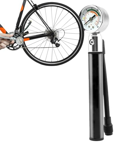 Pompe à air pour vélo – Gonfleur de vélo compact, pompe à pneu haute pression | Outil de gonflage de vélo, pompe de cycle en alliage d'aluminium dureble avec manomètre, pompe portable pour vélos de mo
