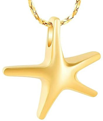MYPOWER Bijoux de crémation en Forme d'étoile de mer pour Cendres Souvenir commémoratif pour Femmes/Hommes pendentifs d'urne Souvenir commémoratif-Or