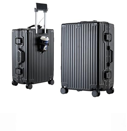 Meoky Bagages À Main Bagages sans Fermeture Éclair Bagages en Aluminium Bagages À Emporter avec USB Valise avec Porte-Gobelet avec TSA avec Cadre en Aluminium,D,28in